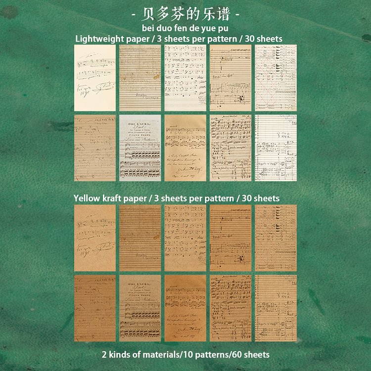 JOURNALSAY 60 Sheets Literature Art Retor Creative Mixed Material Paper Memo Pad No Sticky