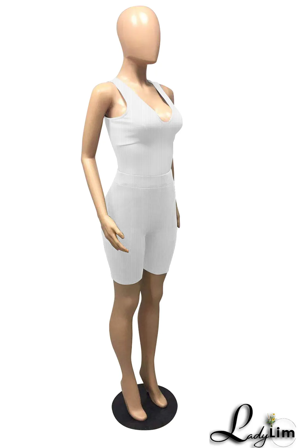 Army Green Fashion Solid Split Joint U Neck Sleeveless Two Pieces
