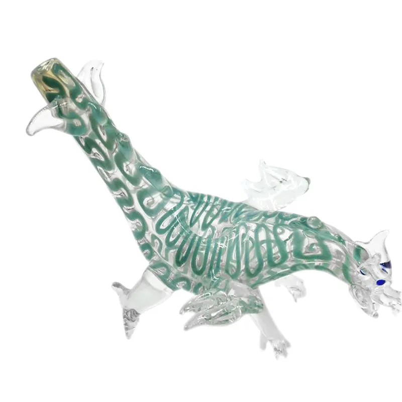 Tsing lung/Green Drogan Guide Glass Hand Pipe