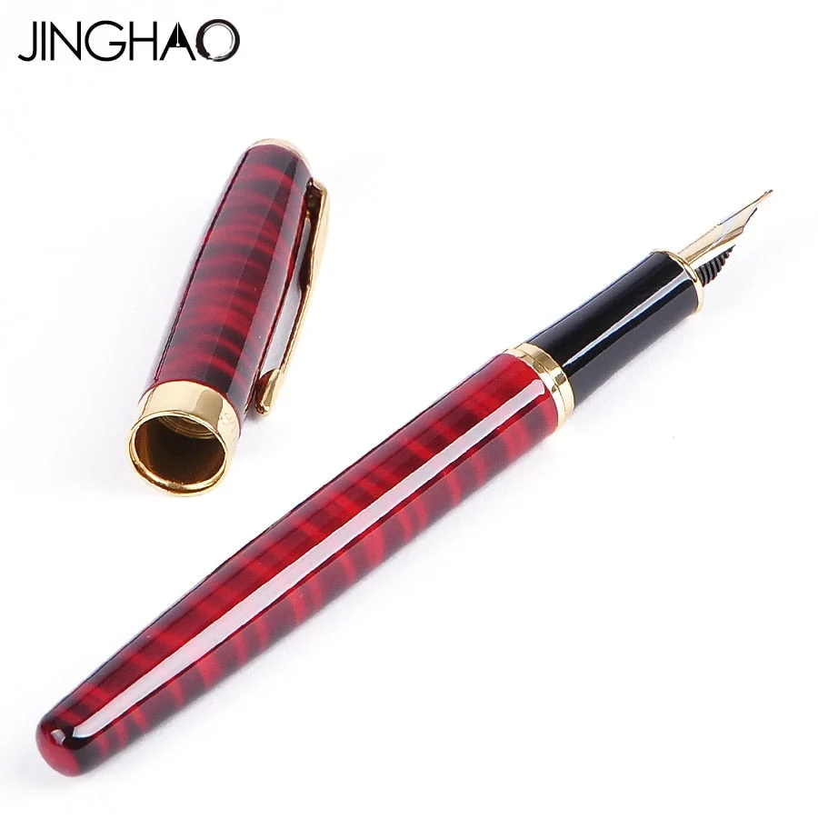 High Quality Metal Black Fountain Pen F nib Luxury ink Pens School & Office Supplies stationery Elegant Pens For writing Gift