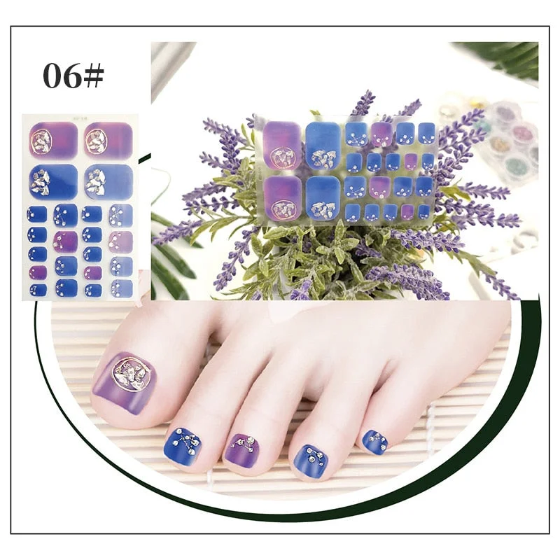 New Designs Full Cover Nail Stickers Fashion Flowers Nail Sticker Set Self Adhesive Manicure Decoracion Nail Strips-Nail Inspo