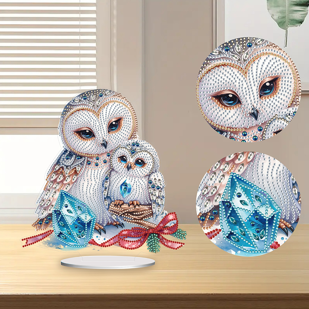 DIY White Owl Diamond Painting Ornaments（Single Sided)