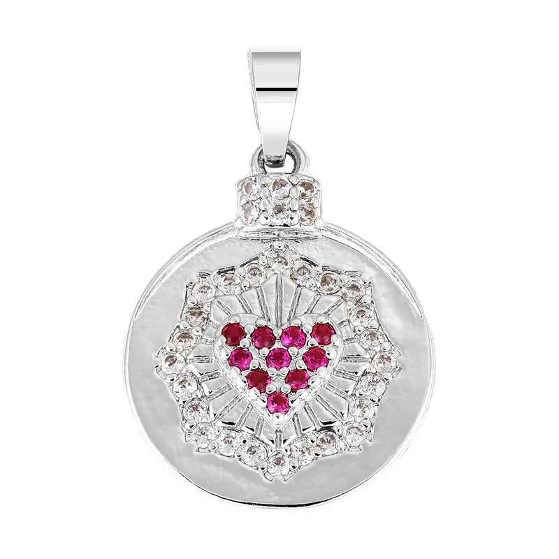 1 Piece 18.5*13.3MM Copper Zircon Geometric Heart Shape Flower Polished Pendant Jewelry Accessories