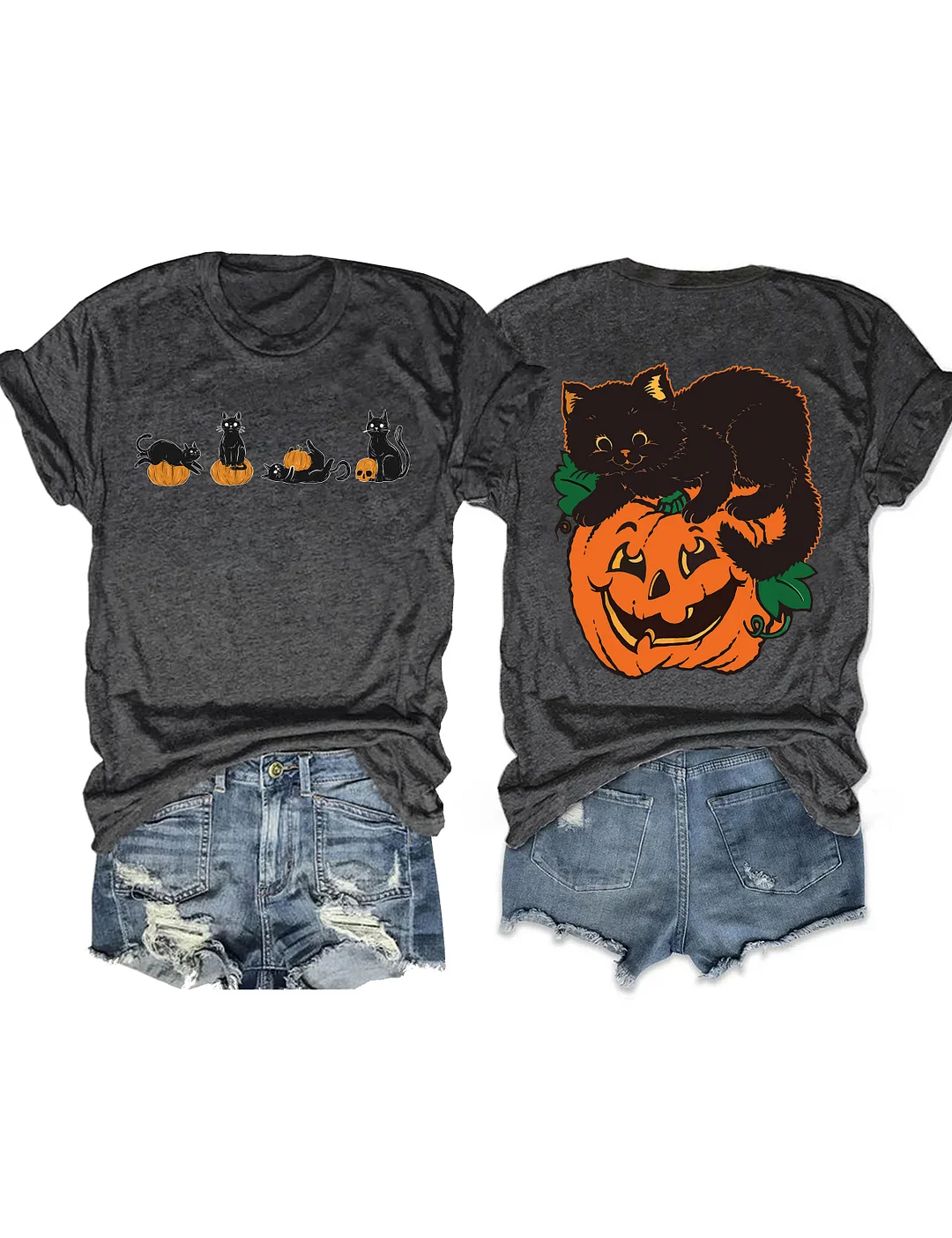 Pumpkin and Black Cats T-shirt
