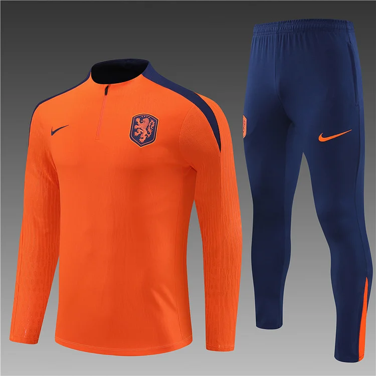 2024-25 Netherlands orange half-zip training jersey