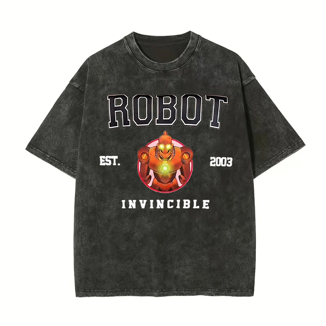 Robot Invincible Printed Unisex Washed T-Shirt
