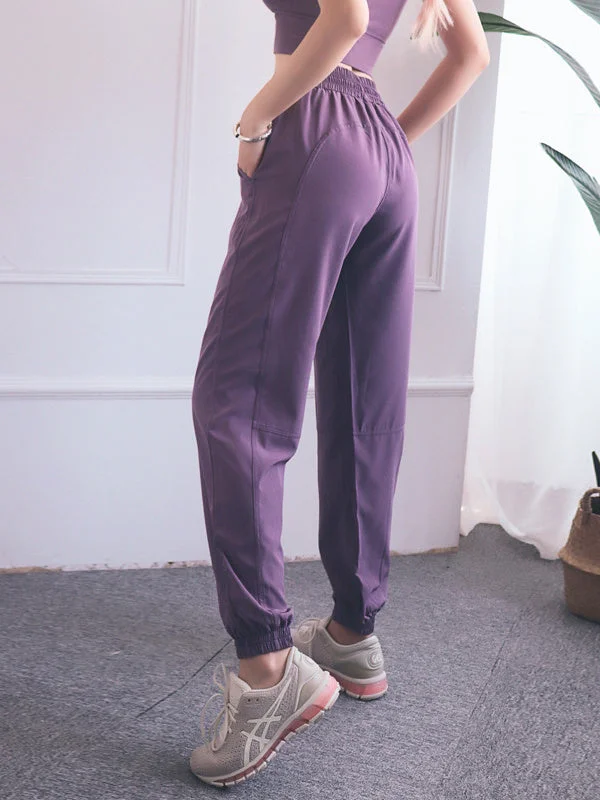 High Waist Casual Drawstring Leggings For Fitness Running Sports Trousers