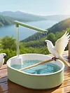 Automatic Parrot Bathtub with Circulating Shower System Parrot Bath Shower for African Grey Cockatiel Conure Budgie Lovebird