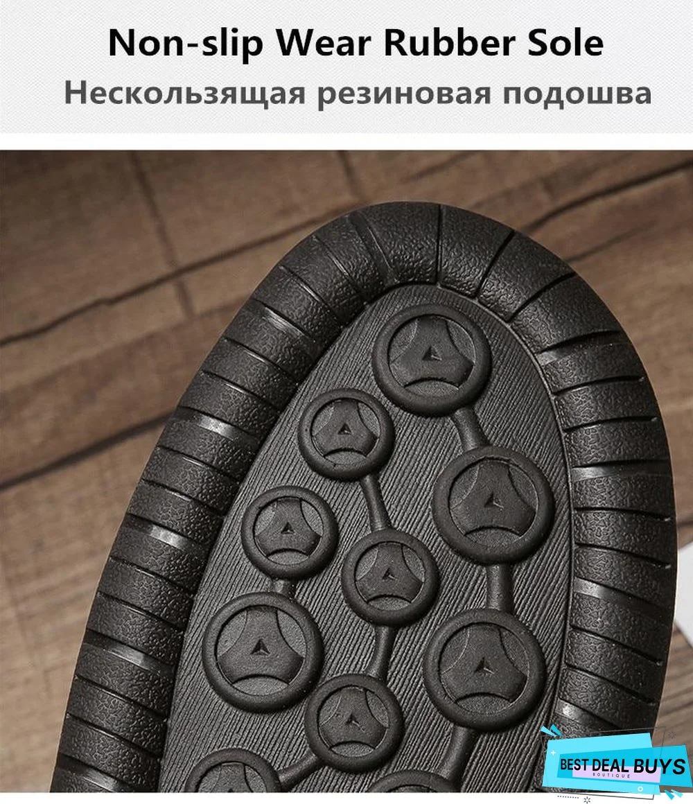 Men Snow Boots Leather Plush Man Ankle Boots Warm Fur Men's Boots Autumn Men Shoes