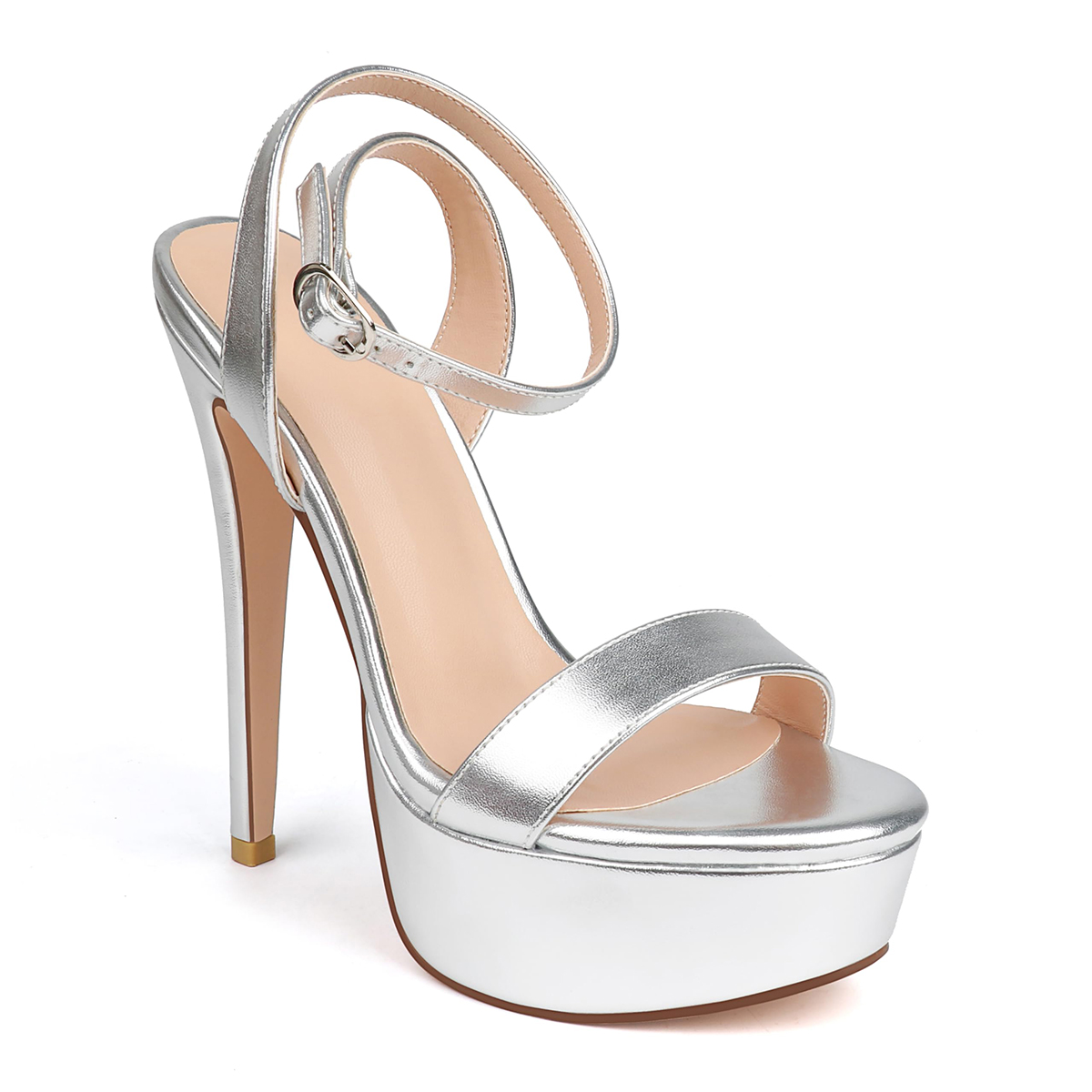 145mm Open Toe Platform Sandals Ankle Strap High Heel Matte  Summer Shoes-MERUMOTE