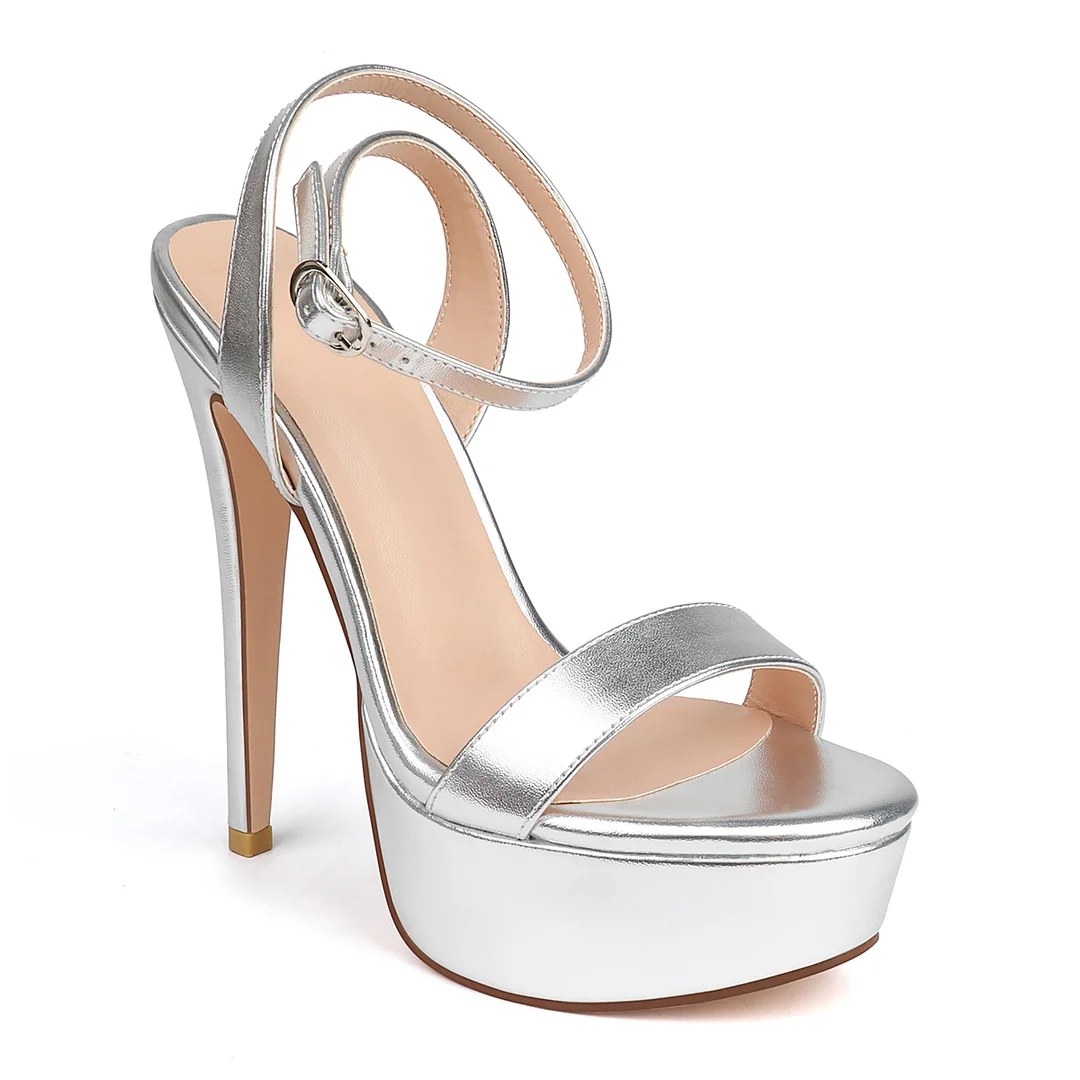 145mm Open Toe Platform Sandals Ankle Strap High Heel Matte  Summer Shoes-MERUMOTE