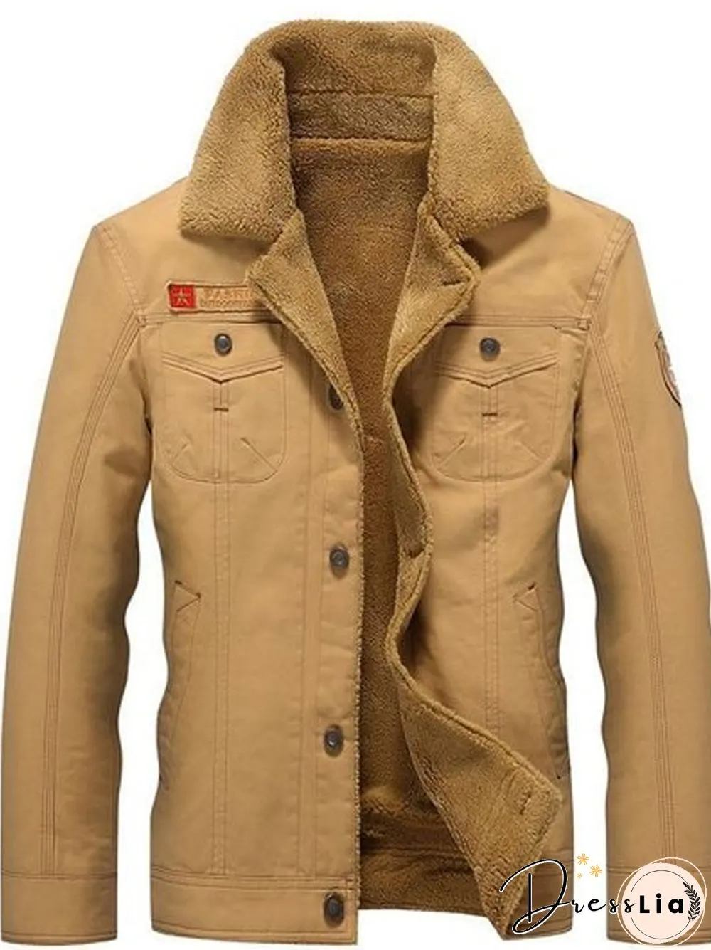 Men Velvet Thick Lapel Uniform Coat Autumn New Cotton Clothing Bomber Jacket