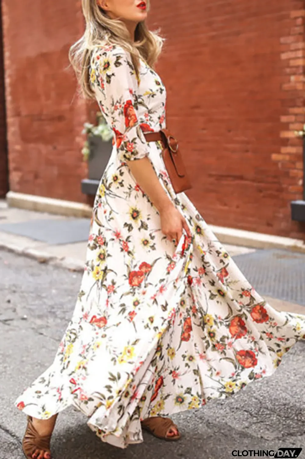 Fashion Elegant Print Patchwork O Neck A Line Dresses