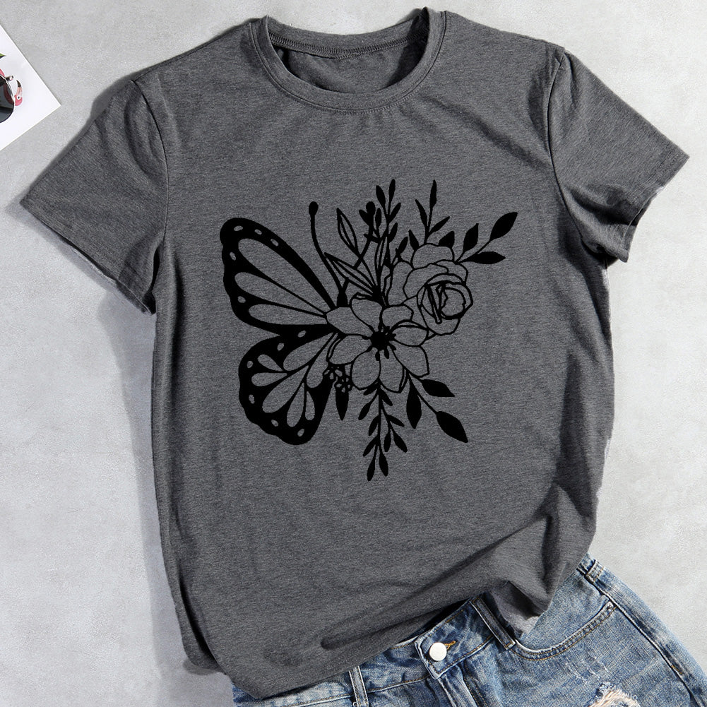 Flowers And Colorful Butterfly Insect T-shirt Tee -04297-Guru-buzz
