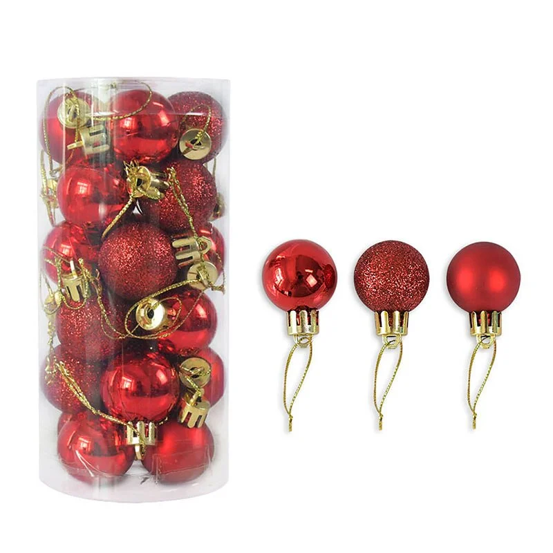 24pcs 3cm Christmas Tree Decor Ball Bauble Gold Silver Plastic Hanging Ball Ornaments Decorations for Home New Year Navidad