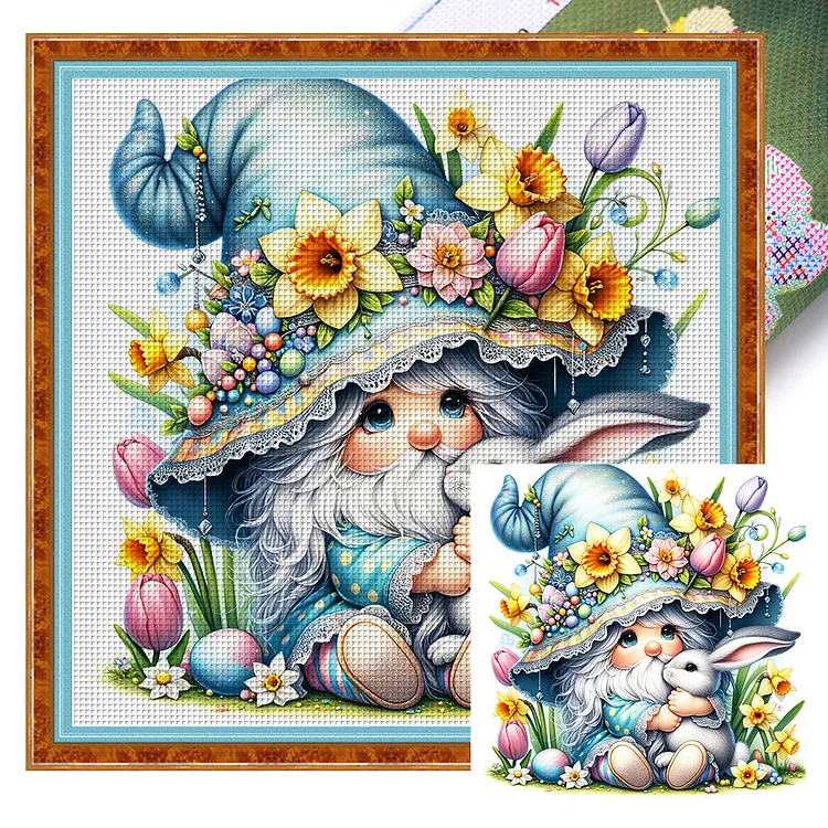 【Huacan Brand】Easter Gnome 11CT Stamped Cross Stitch 40*40CM