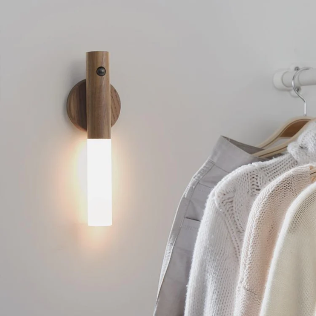Motion Sensor Night Light - Hand-held Portable & Magnetic Smart LED Light |Wood Stick with Large Battery