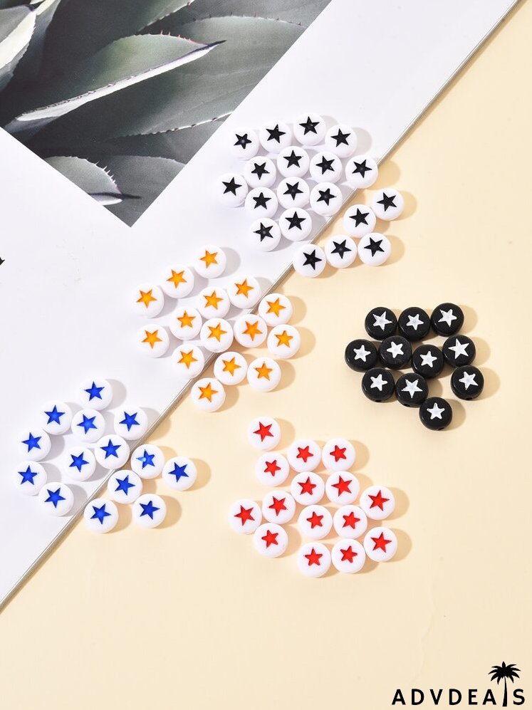 5packs Star Pattern Bead & 1roll Elastic Thread