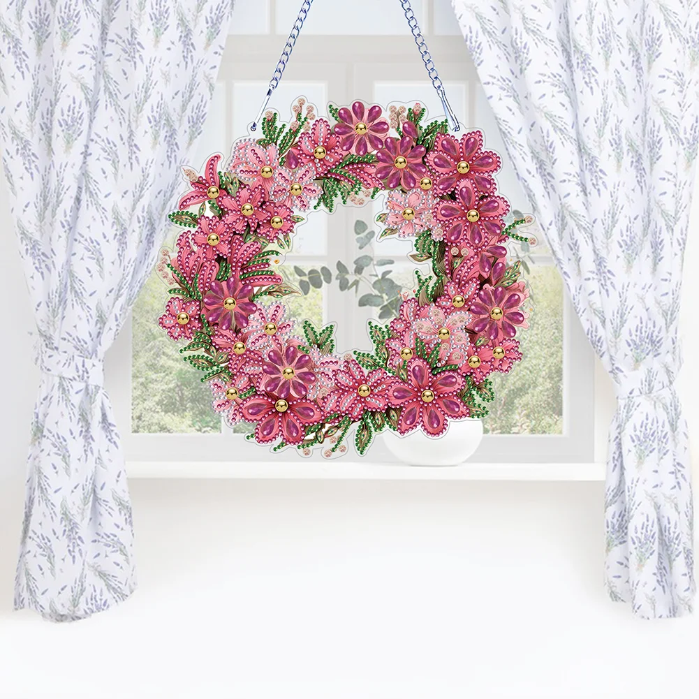 DIY Flower Wreath Acrylic Special Shaped Diamond Painting Wall Decor Wreath