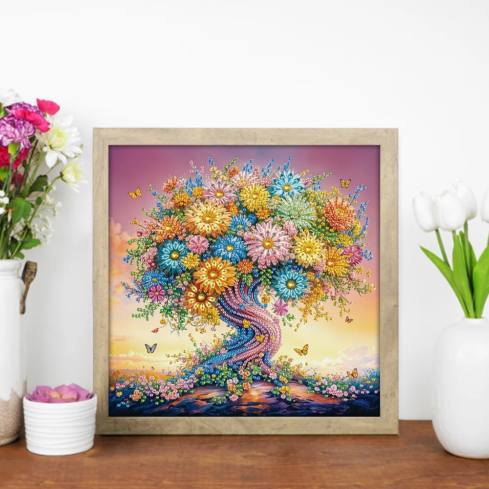 Diamond Painting - Partial Special Shaped Drill - Flower Tree(Canvas|30*30cm)