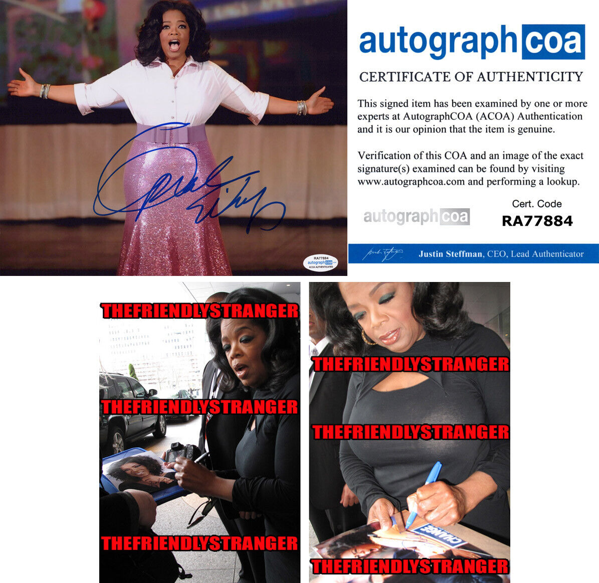 OPRAH WINFREY signed Autographed 8X10 Photo Poster painting A - PROOF - Full Signature ACOA COA