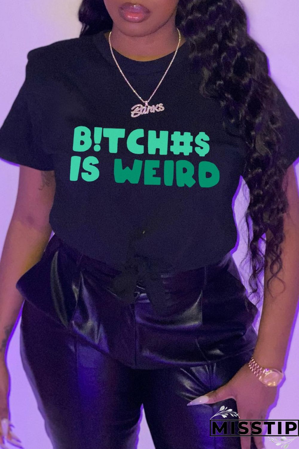 Black Casual Letter Print Basic O Neck T-Shirts