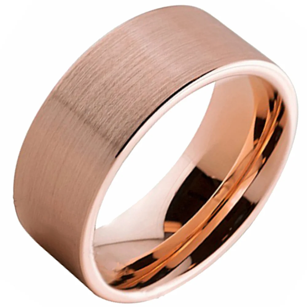 6MM 8MM Rose Gold Flat Tungsten Rings Couples Wedding
