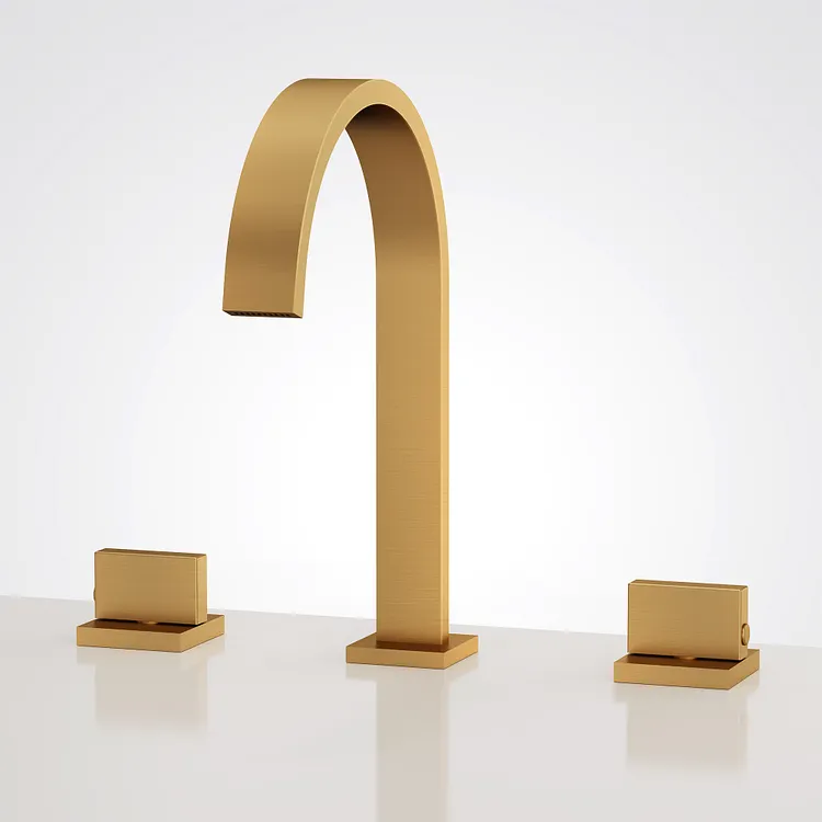 EVERSTEIN 10" H Modern Widespread Bathroom Sink Faucet Brushed Gold 