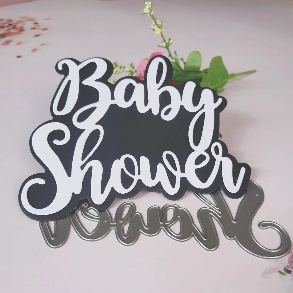 Words Baby Shower Dies Scrapbooking Stencil Template for DIY Embossing Paper Photo Album Greeting Gift Cards Cut Die New Arrival