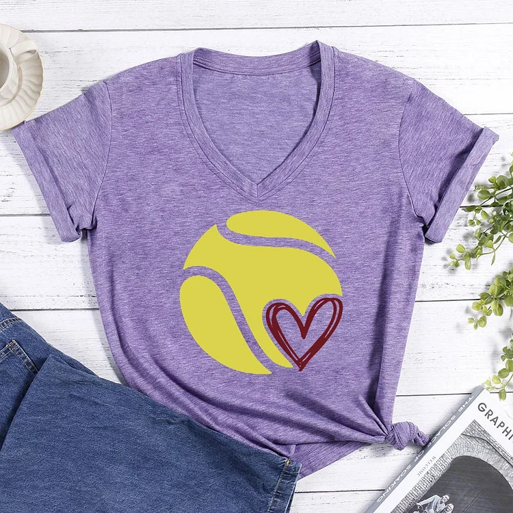 Tennis love V-neck T Shirt-Annaletters
