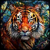 (40*40cm)Stained Glass Tiger - Full Round Drill Diamond Painting