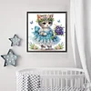 Petit chaton avec bouquet-partiel spécial diamant peinture-30*30cm
