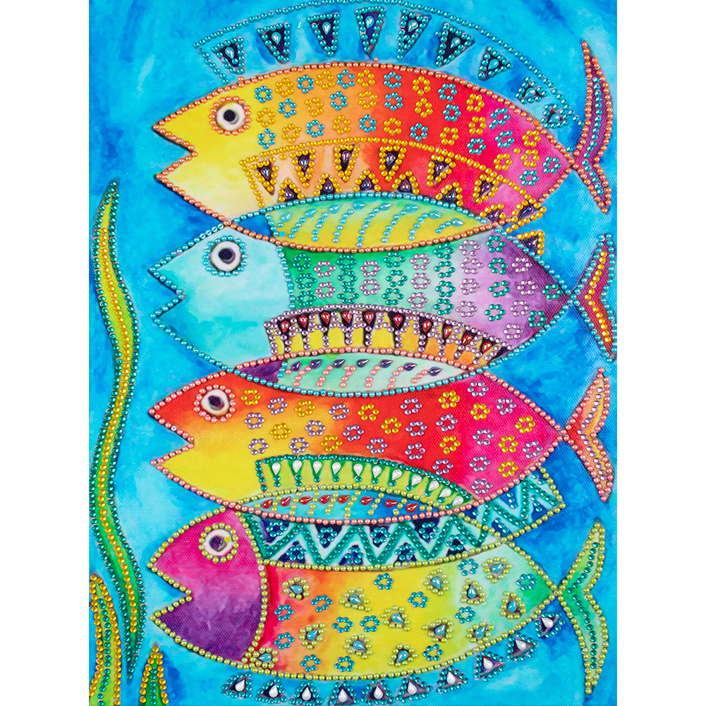 

30*40CM - Special Shaped Diamond Painting - 4 Undersea Fish, 501 Original