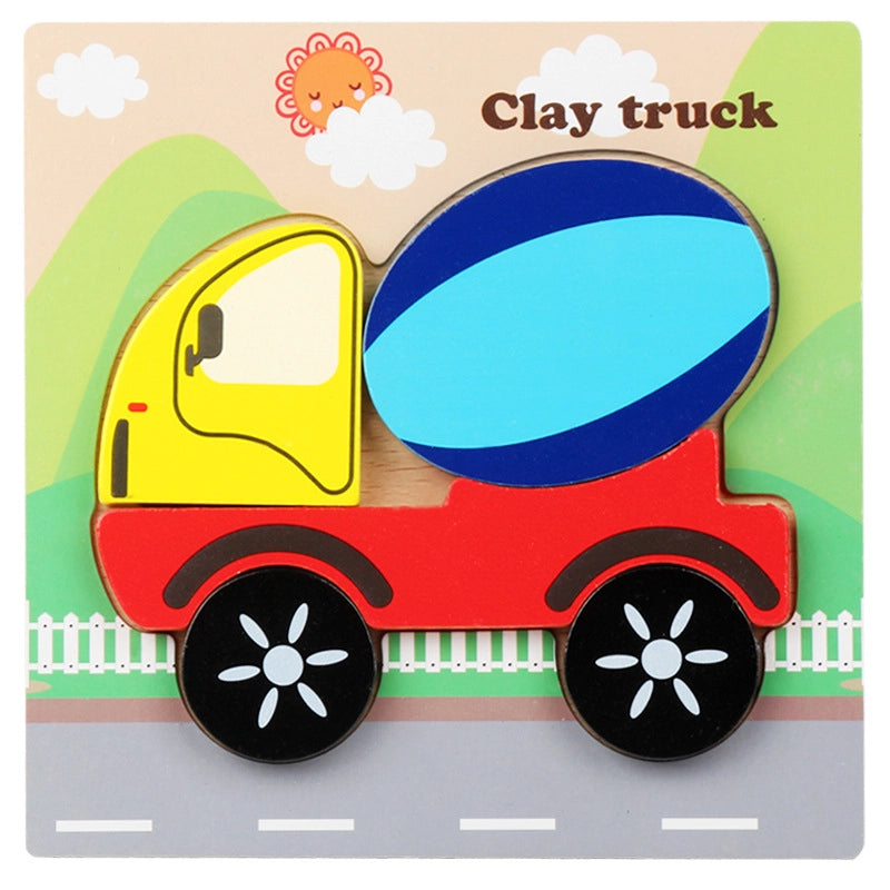 Kindergarten Children’s Enlightenment Early Education Cognition Cartoon Animal Cognition Hand-held Board Wooden Three-dimensional Puzzle Wooden Toys