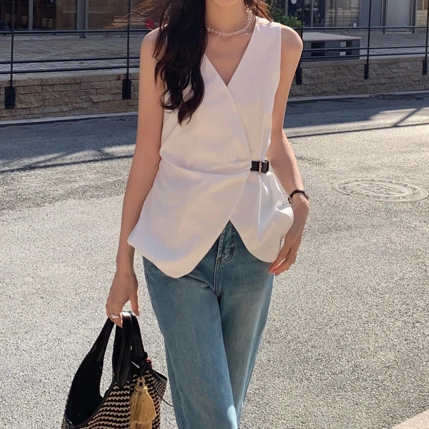 Sdrawing Sdrawing Winter New Fashion Casual Super Fire Age Reduction Ribs Simple Collar Pink Cotton Vest Woman