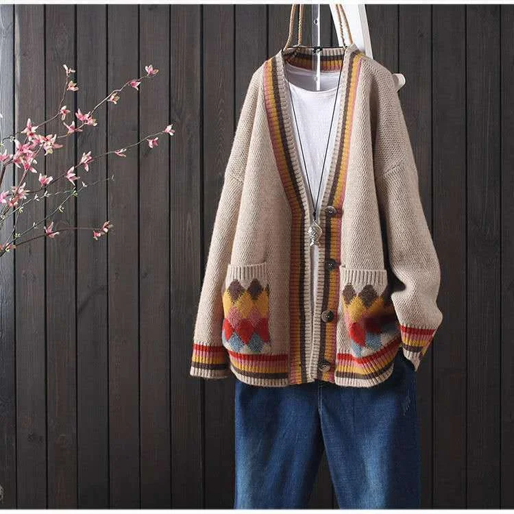 Sweater cardigan women's jacket loose Korean style lazy wind outside knit sweater autumn winter new women