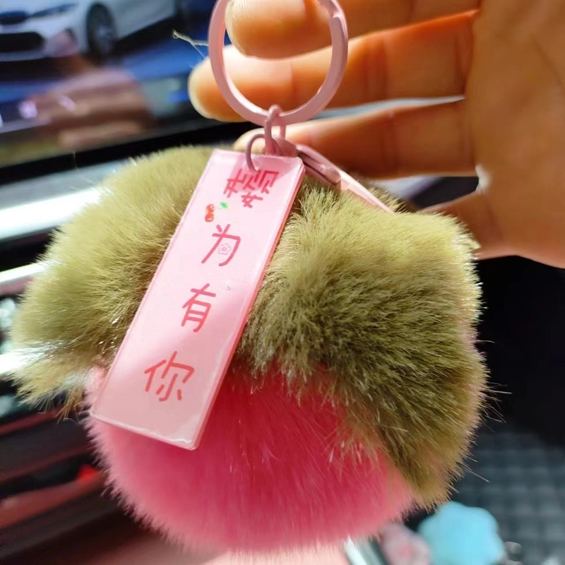 Imitation Rex Rabbit Fur Persimmon Pendant Persimmon Persimmon Ruyi Good Thing Happened Car Keychain Fur Ball Pendant Bag Ornaments Batch