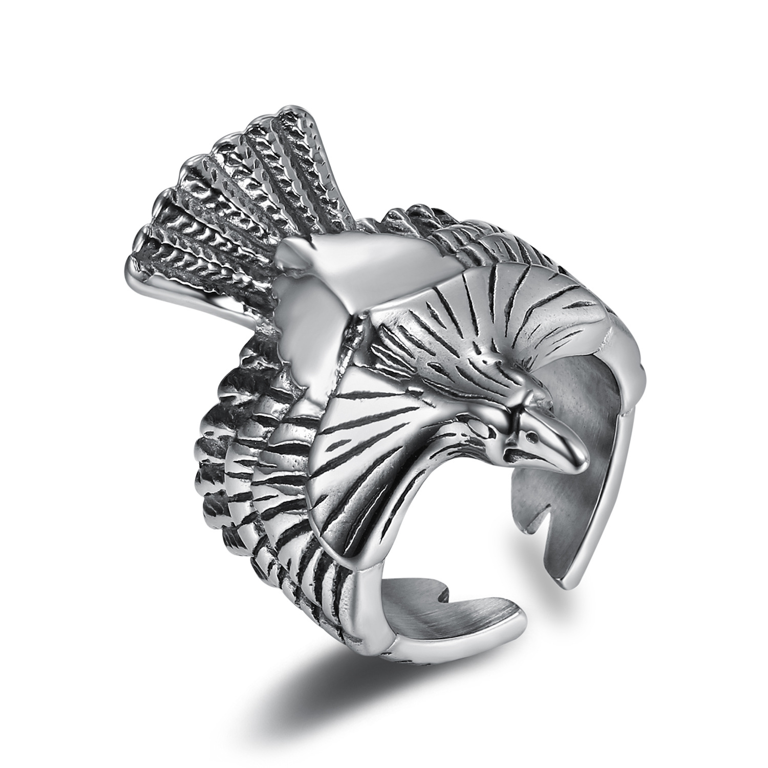 Stainless Steel Liberty Eagle Open Adjustable Ring