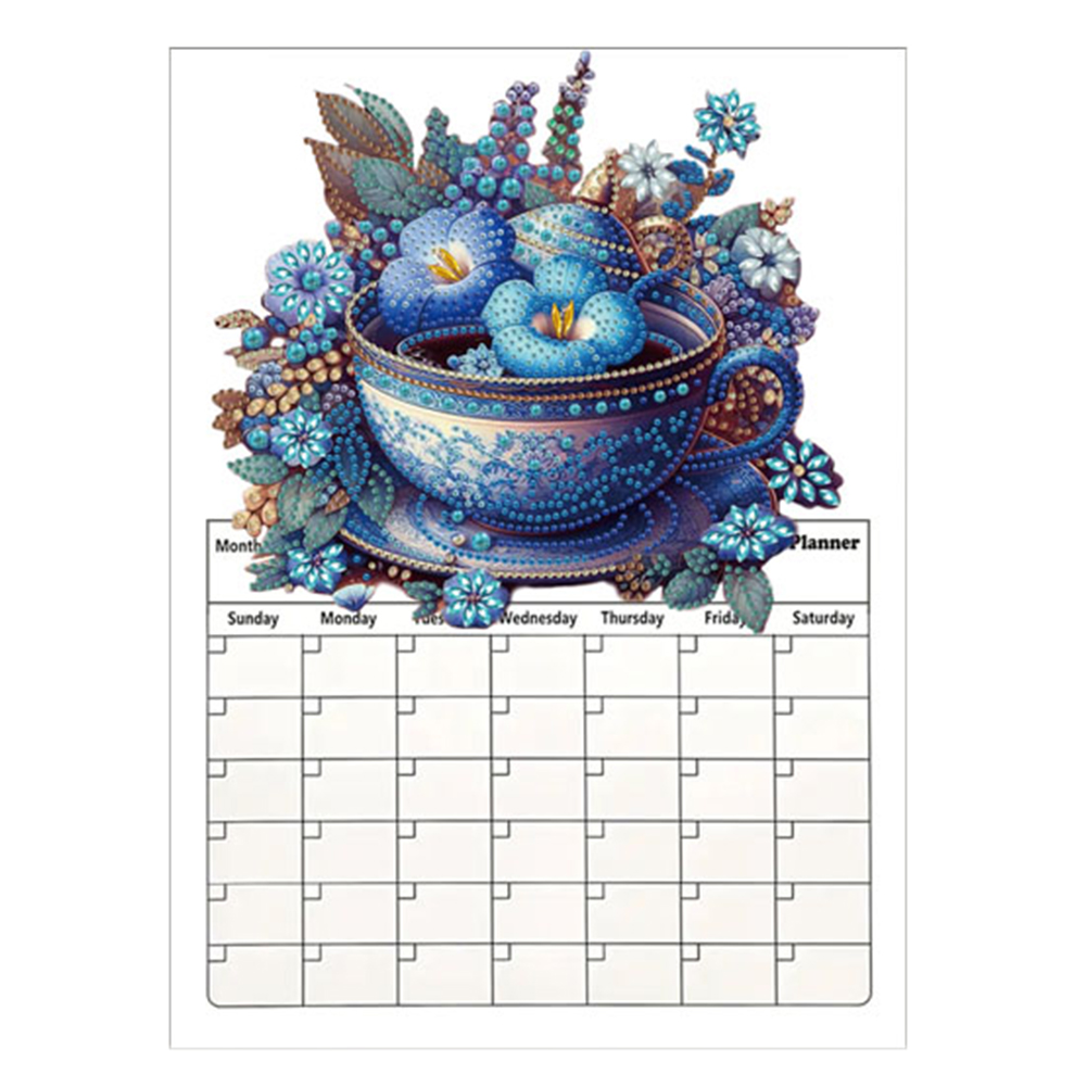 Special Shaped Flower Afternoon Tea 5D DIY Diamond Art Monthly Planner for Home