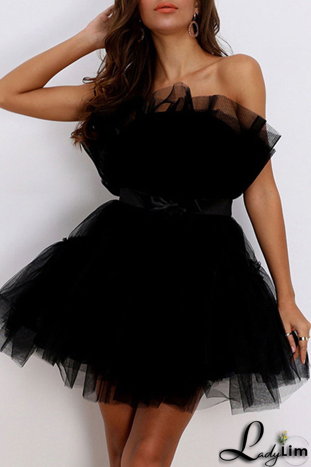 Red Sexy Solid Patchwork Asymmetrical Strapless Evening Dress Dresses