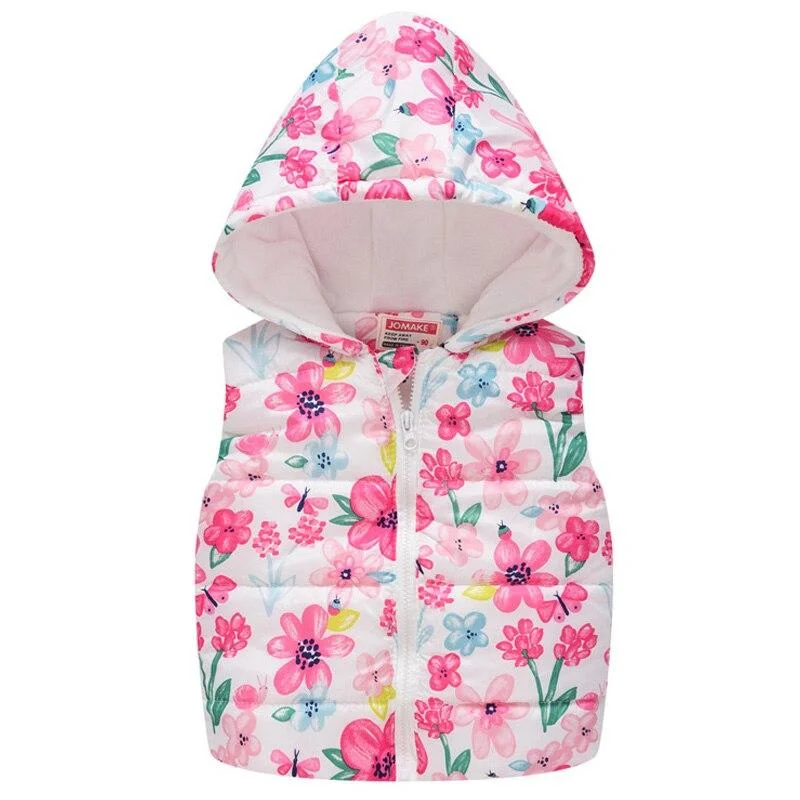 2020 new autumn and winter casual printed flower vest sleeveless top girl jacket girl vest child jacket