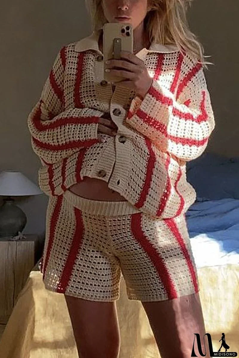 MidiSono - Head In The Clouds Crochet Cardigan Short Set