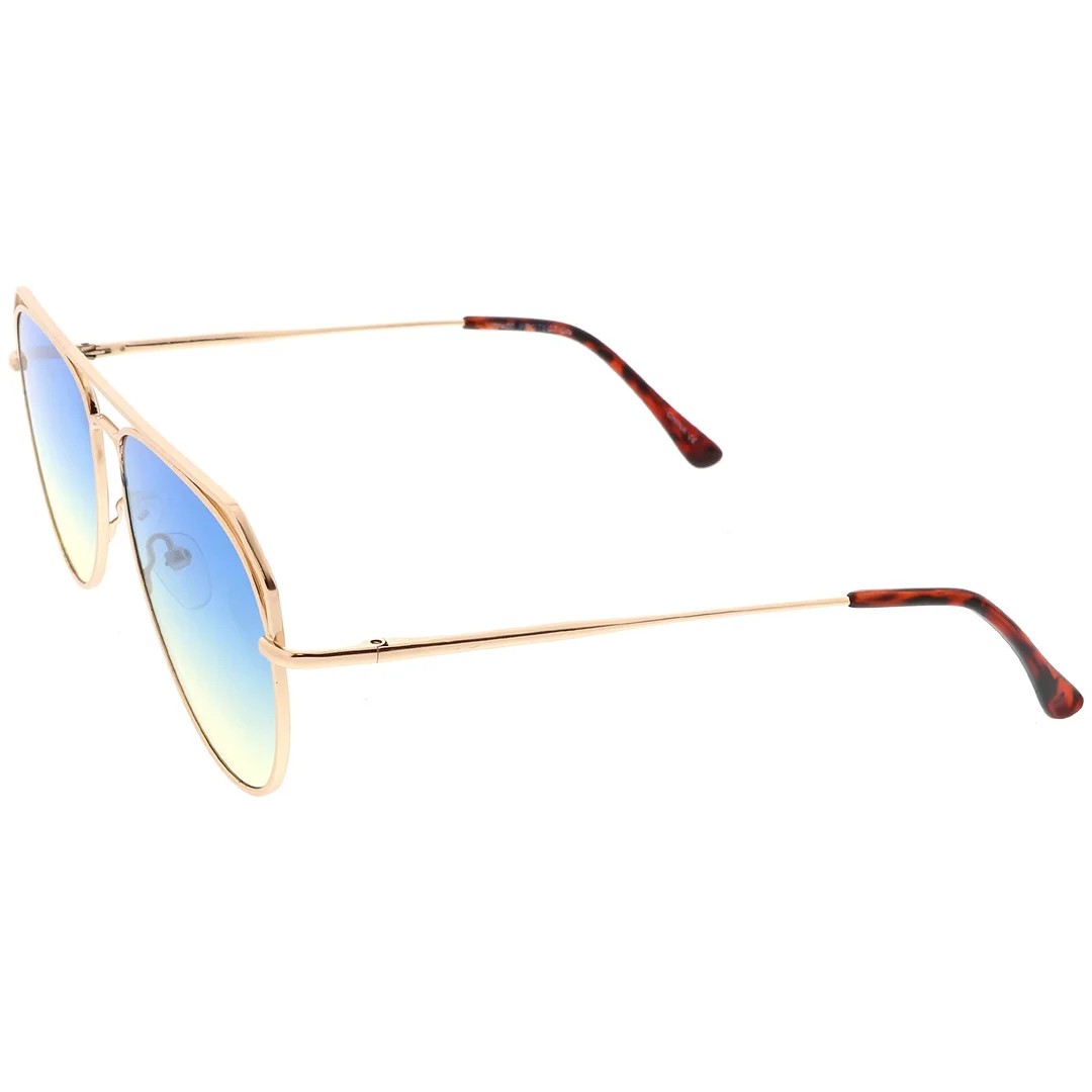 Modern Aviator glasses Open Metal Double Crossbar Gradient Flat Lens 55mm