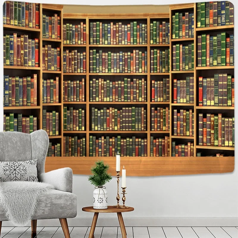 Tapestry retro Magic bookcase tapestry Mysterious library tapestries wall hanging art throw tapestries bedroom living room home