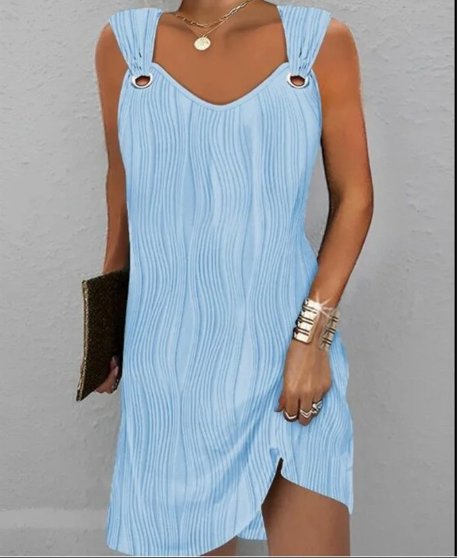 Wongn Wongn New Sleeveless Vest Elastic Solid Color Water Corrugated Jacquard Dress