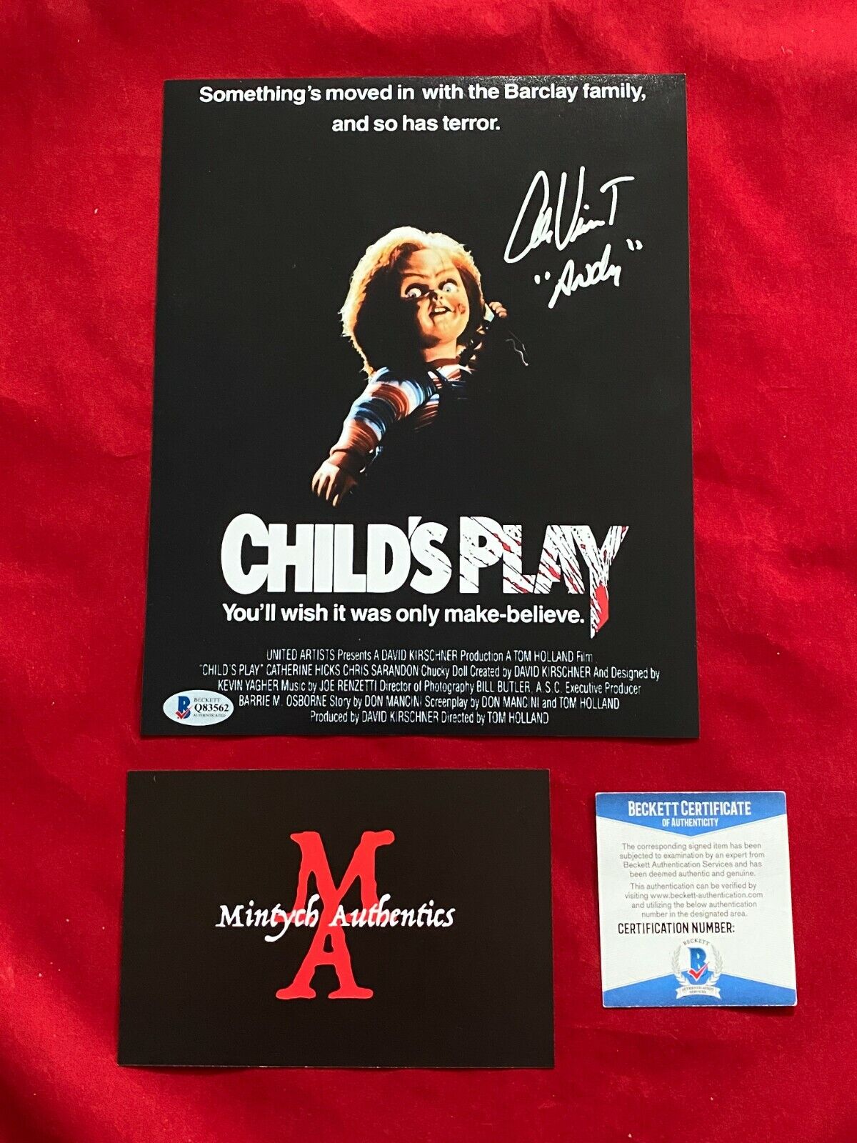 ALEX VINCENT AUTOGRAPHED SIGNED 8x10 Photo Poster painting! CHILD'S PLAY! ANDY! BECKETT COA!