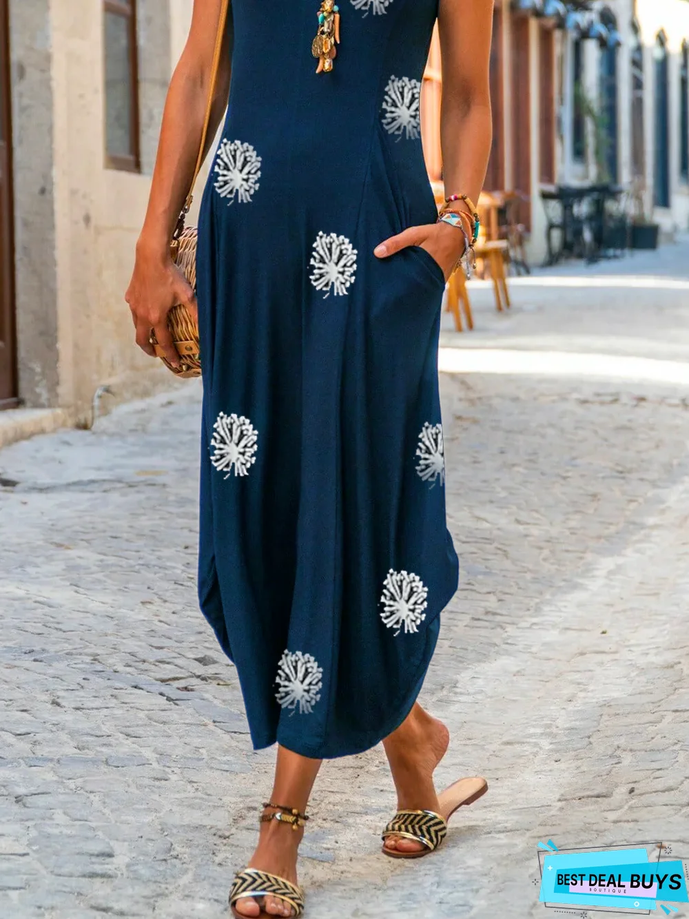 Dandelion Regular Fit Crew Neck Short Sleeve Knit Dress