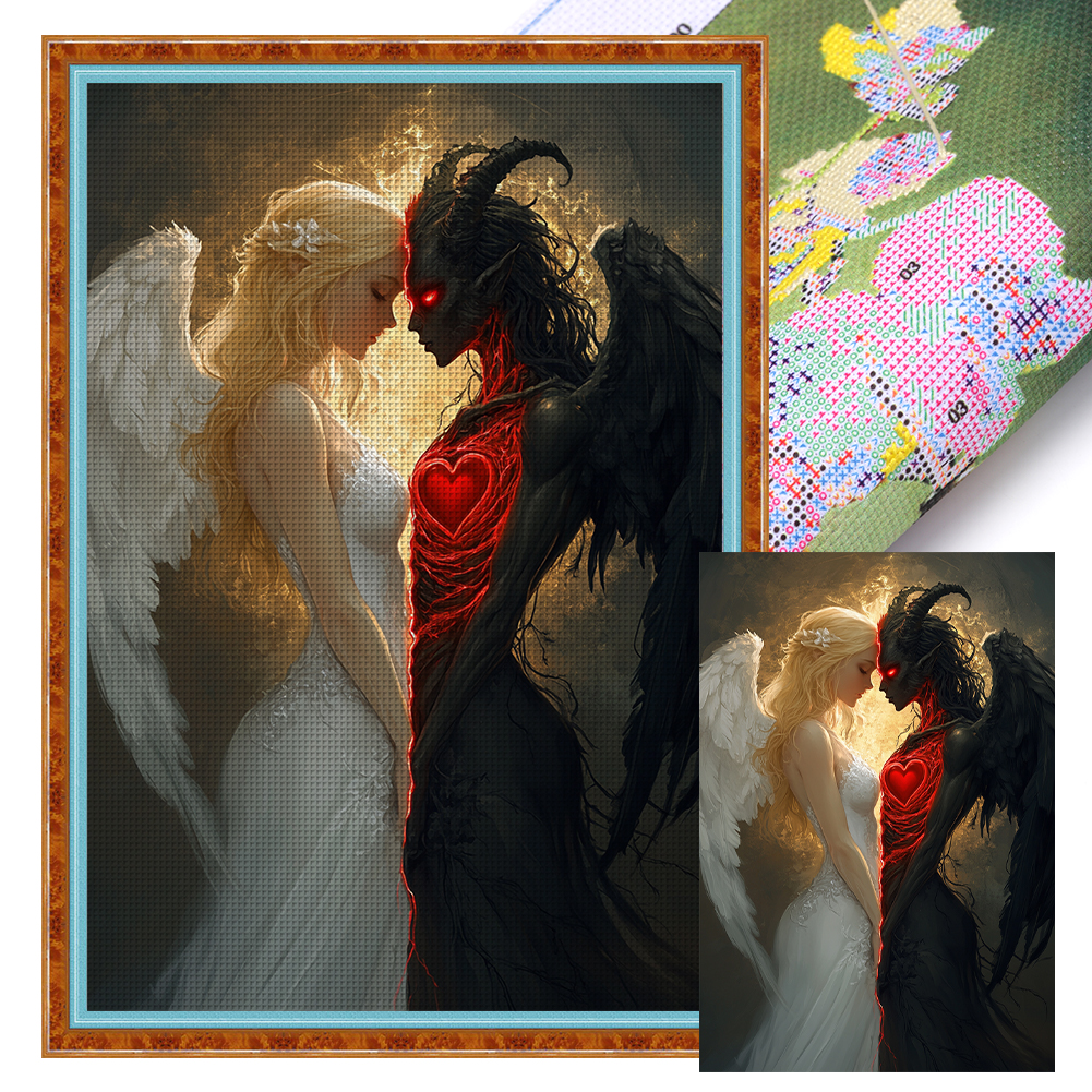 Angel And Demon Full 14CT Pre-stamped Canvas(40*60cm) Cross Stitch