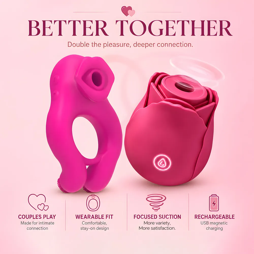 Wild Weekend Mega Couple's Sex Toy Kit - Vibe Ring & Rose Suction Toy