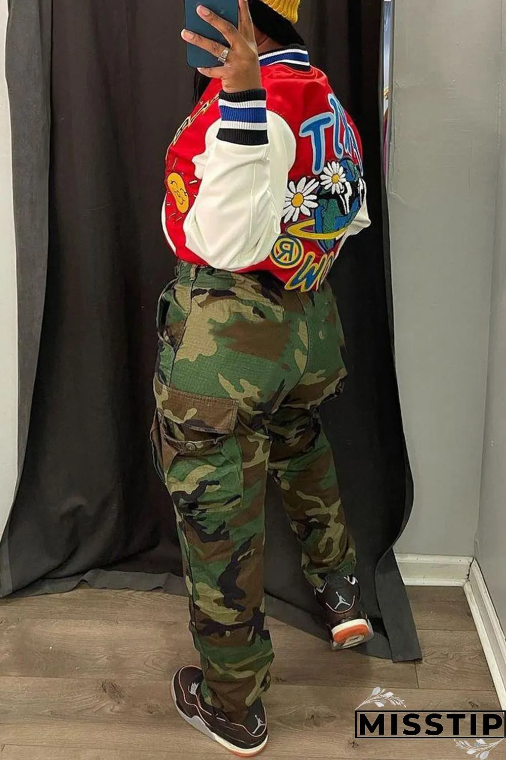 Camouflage Casual Street Camouflage Print Patchwork Plus Size